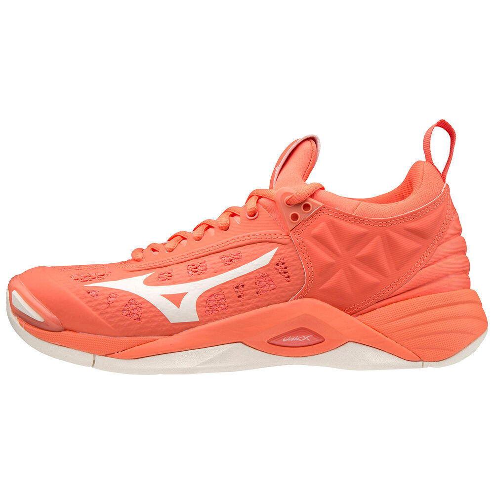 Damske Volejbalove Tenisky Mizuno Wave Momentum Koralove/Biele Vypredaj SAOT59648